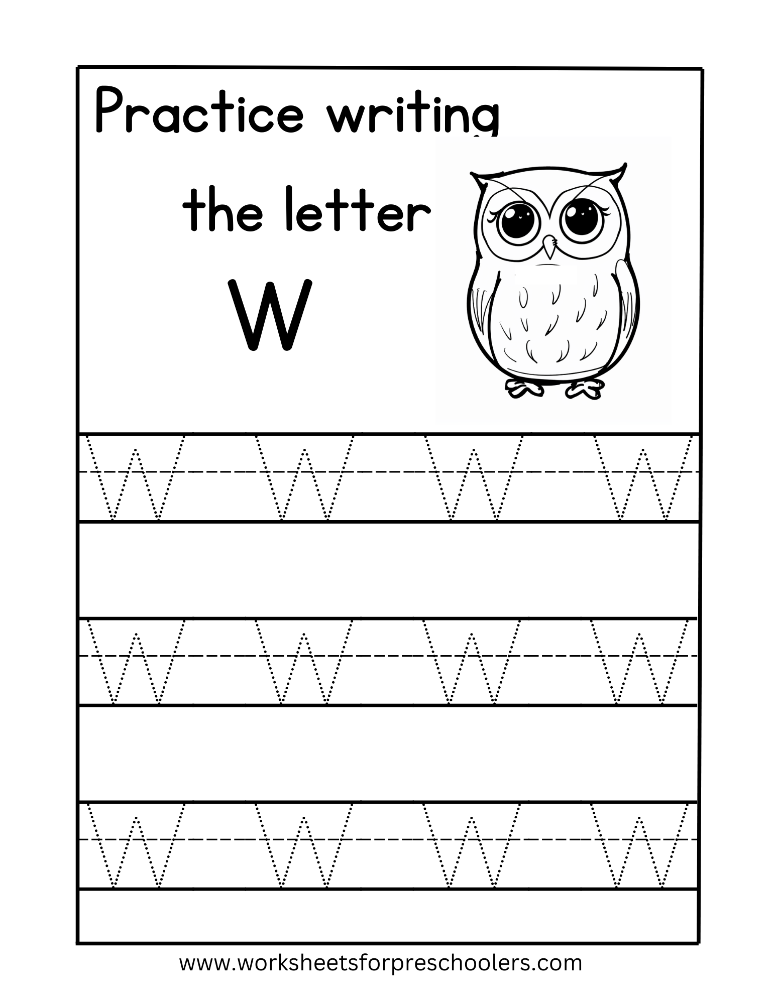 Letter W Tracing Worksheets for Preschool Letter W Tracing Worksheets for Preschool