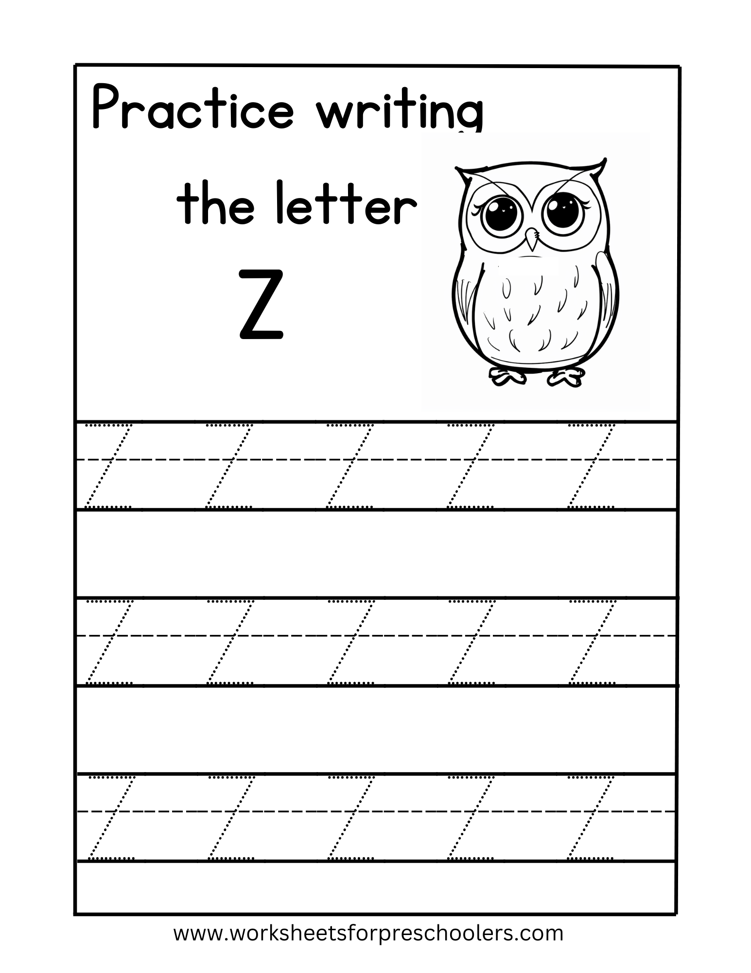 Letter Z Tracing Worksheets for Preschool Letter Z Tracing Worksheets for Preschool