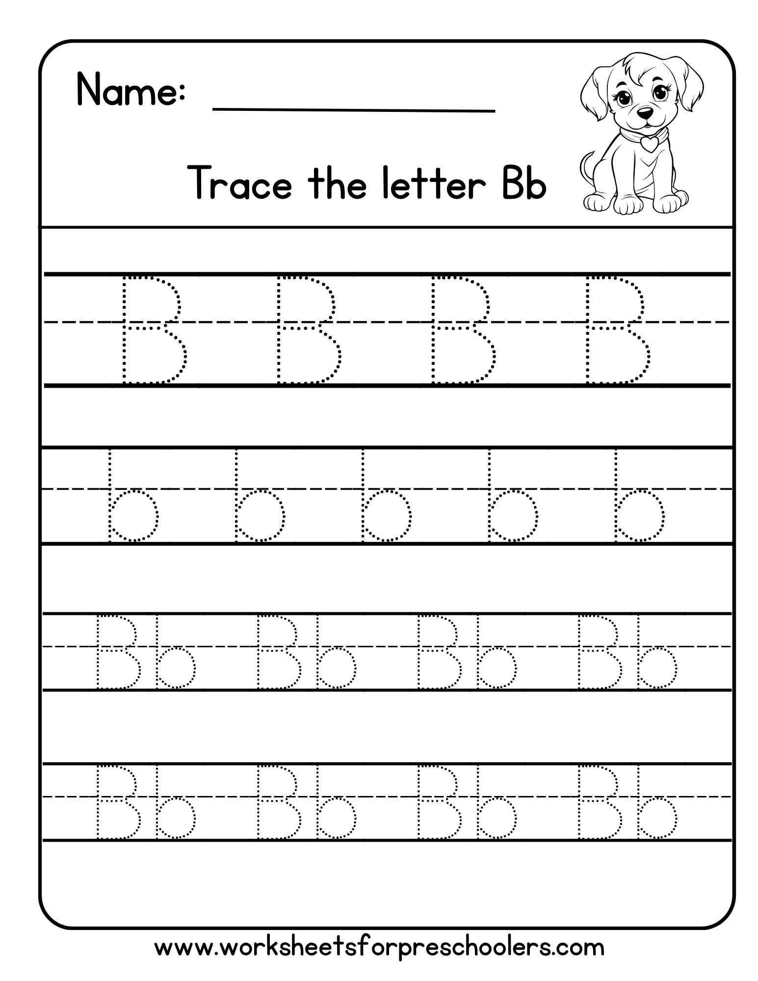 Letter B Tracing Worksheet