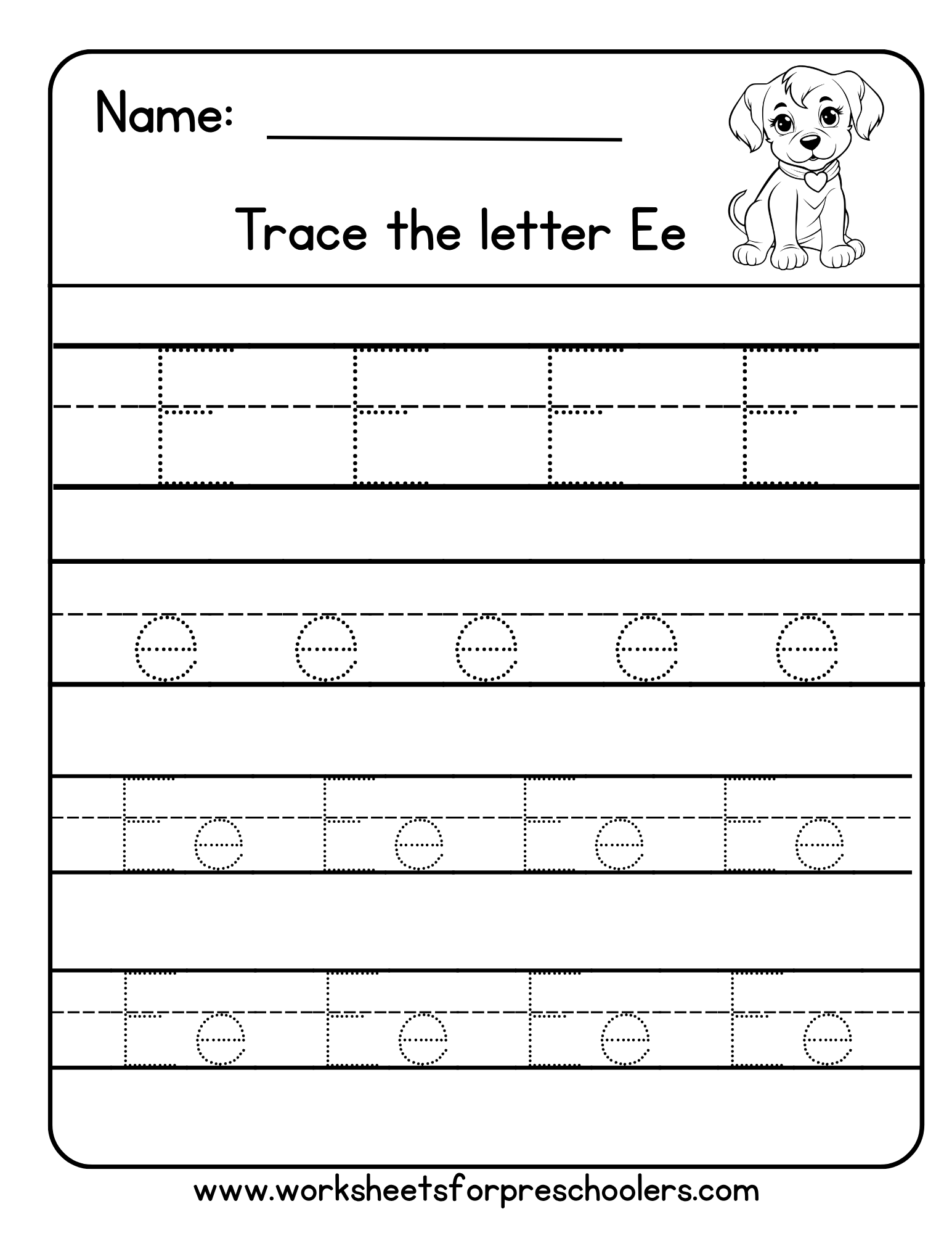 Letter E Tracing Worksheet