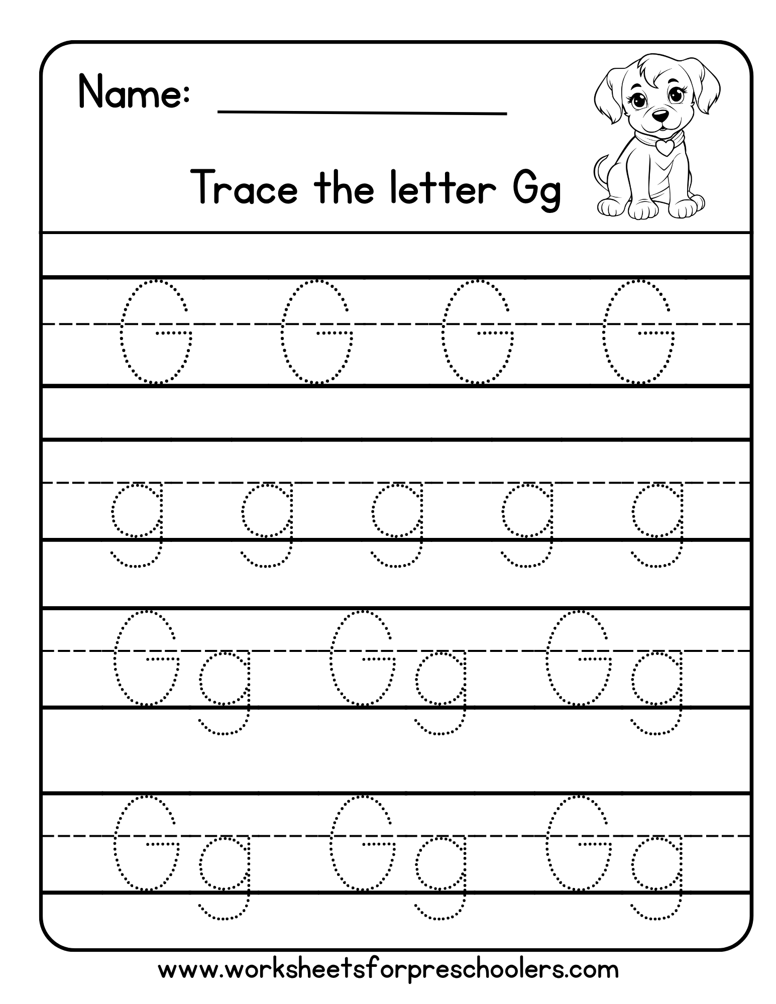 Letter G Tracing Worksheet