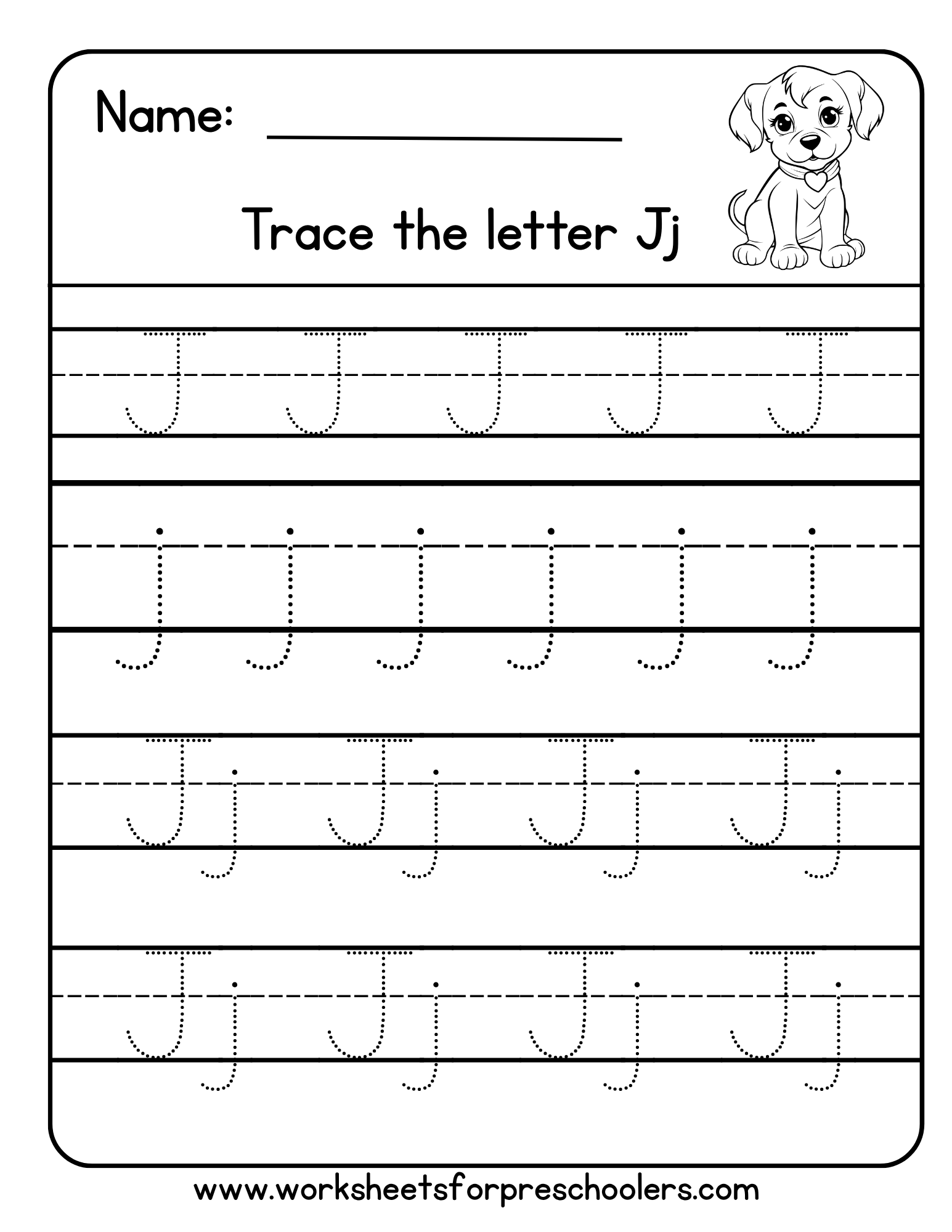 Letter J Tracing Worksheet