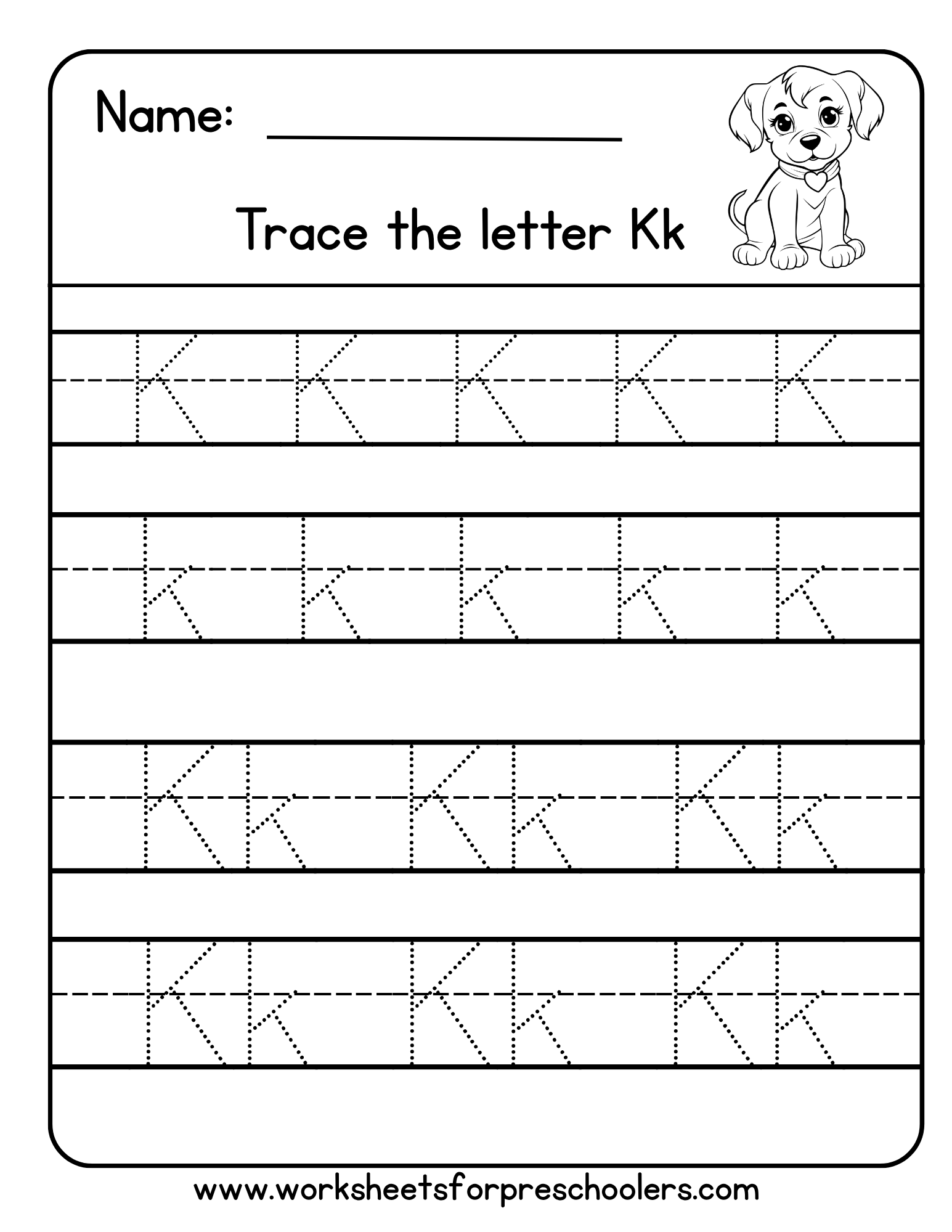 Letter K Tracing Worksheet