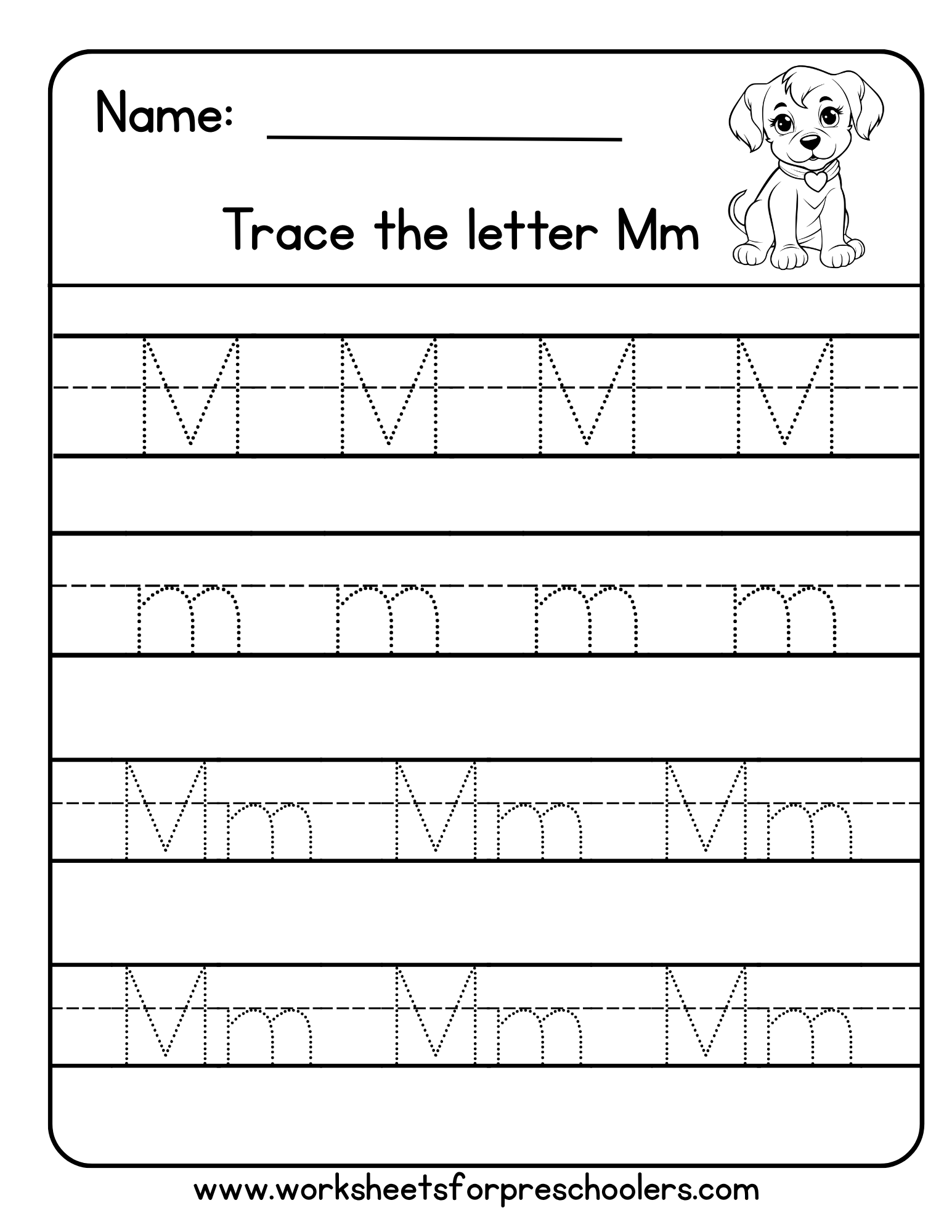 Letter M Tracing Worksheet
