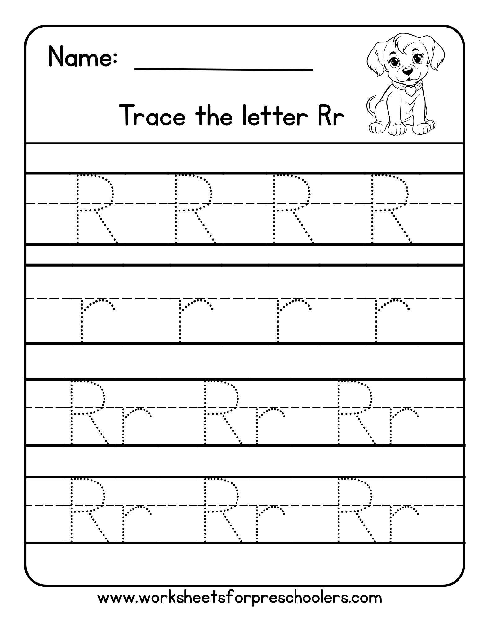 Letter R Tracing Worksheet