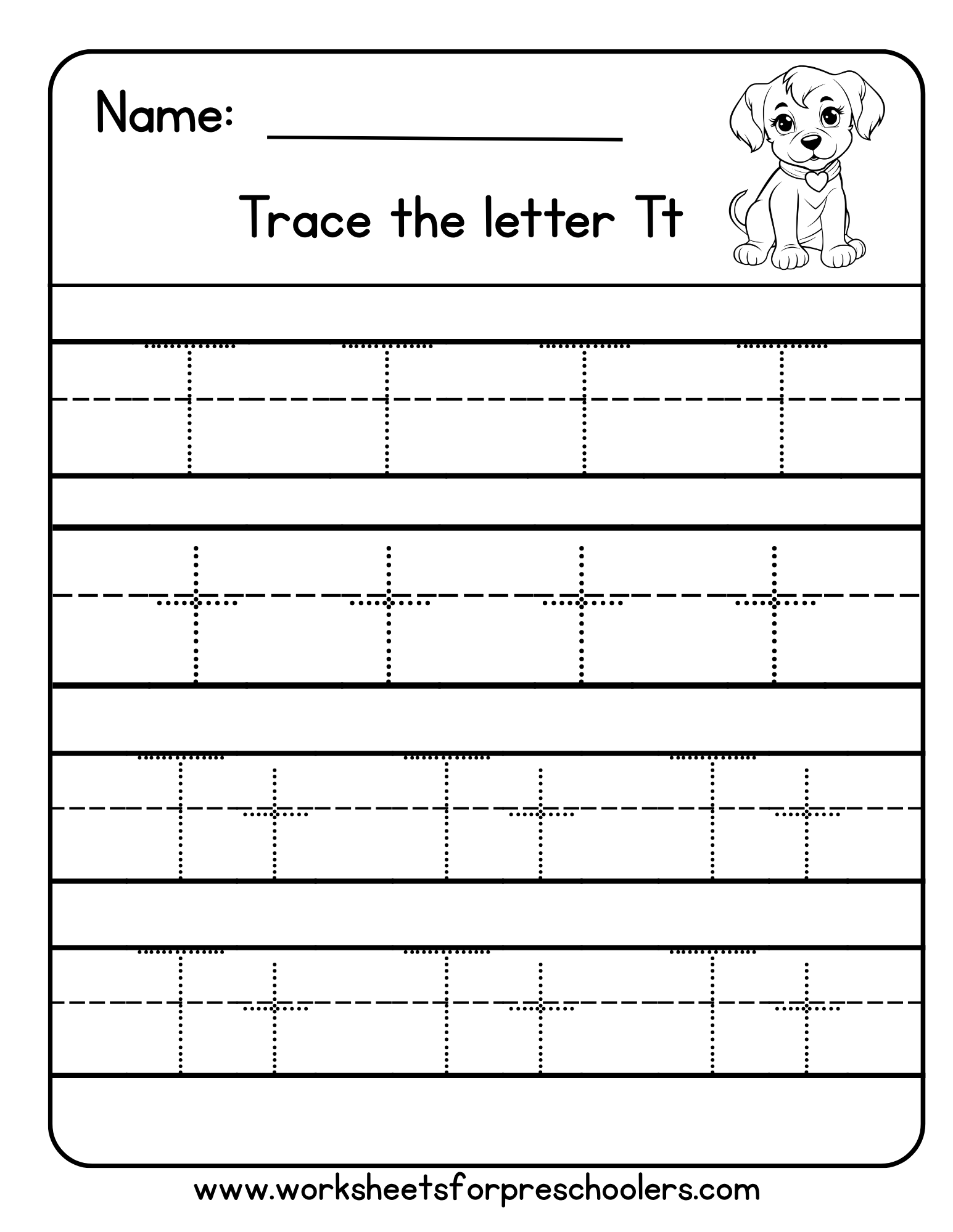 Trace the Letter T Worksheet