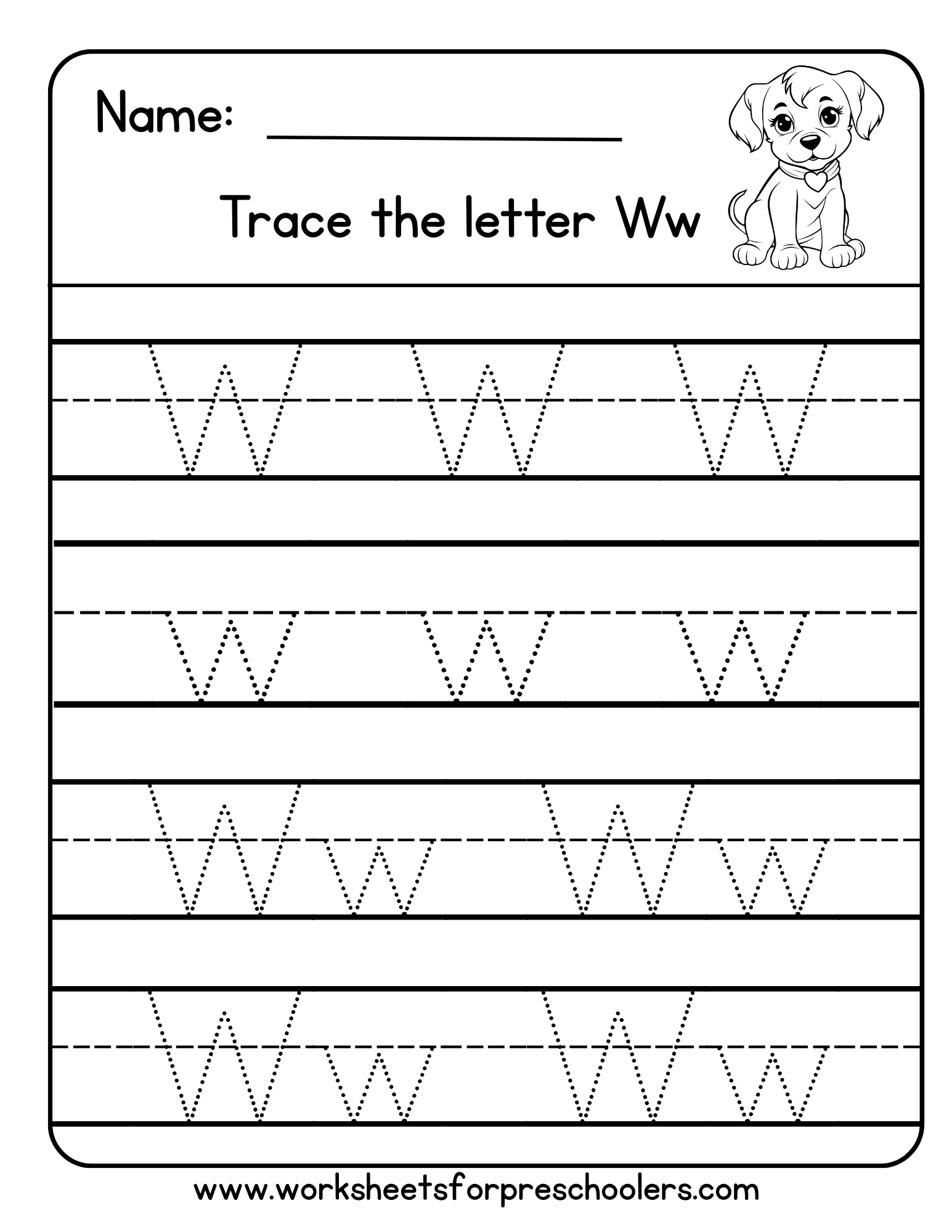 Trace the Letter W Worksheet
