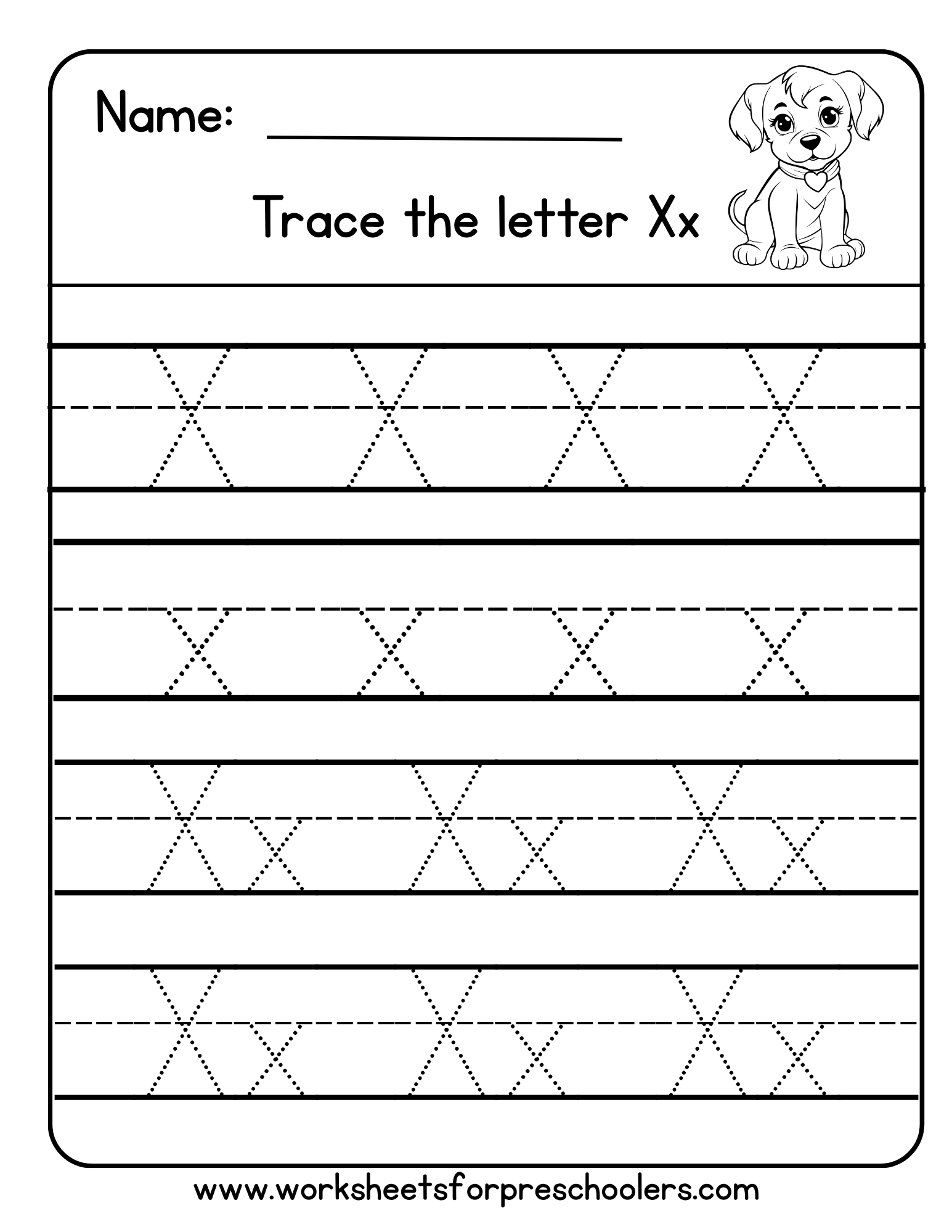 Trace the Letter X Worksheet
