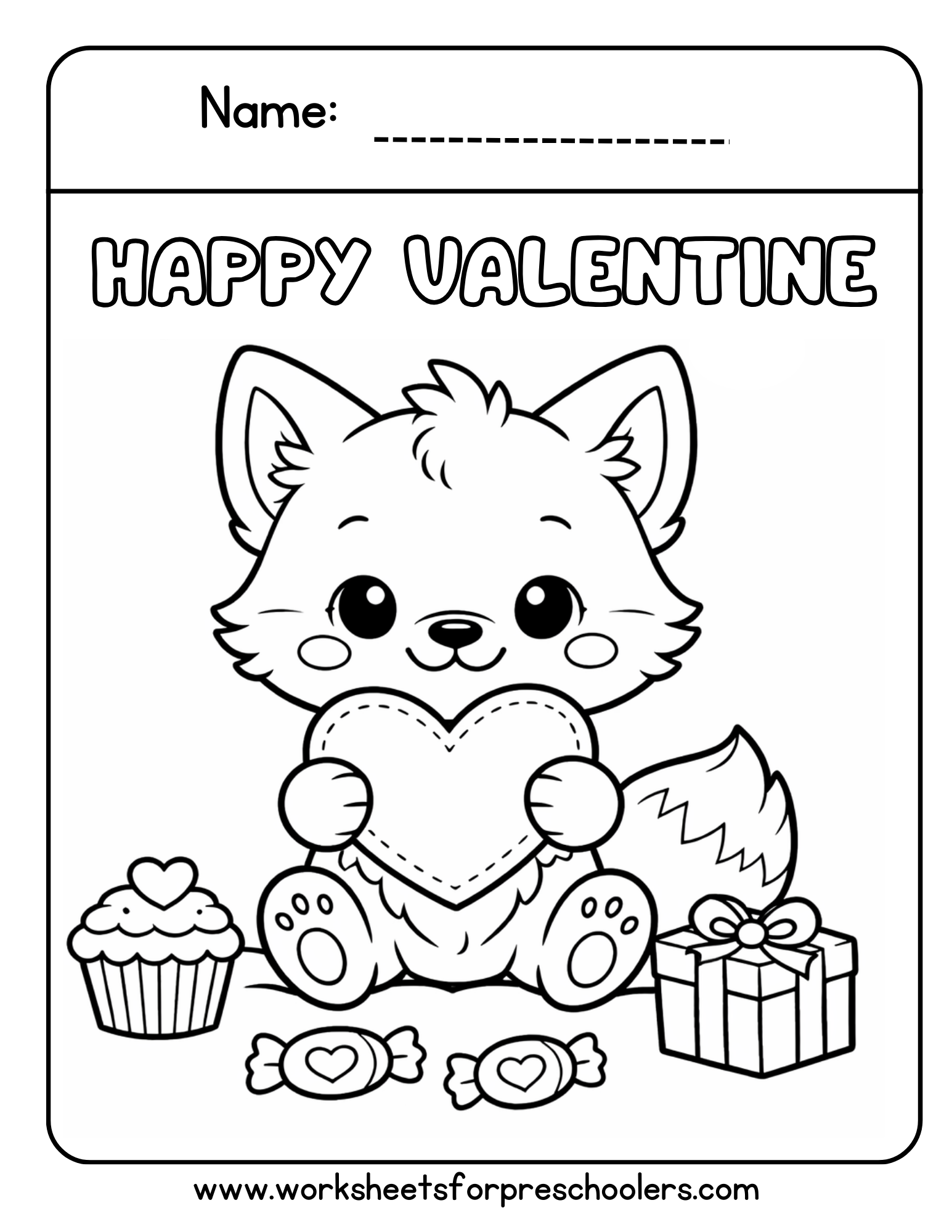 Happy Valentine Coloring Page