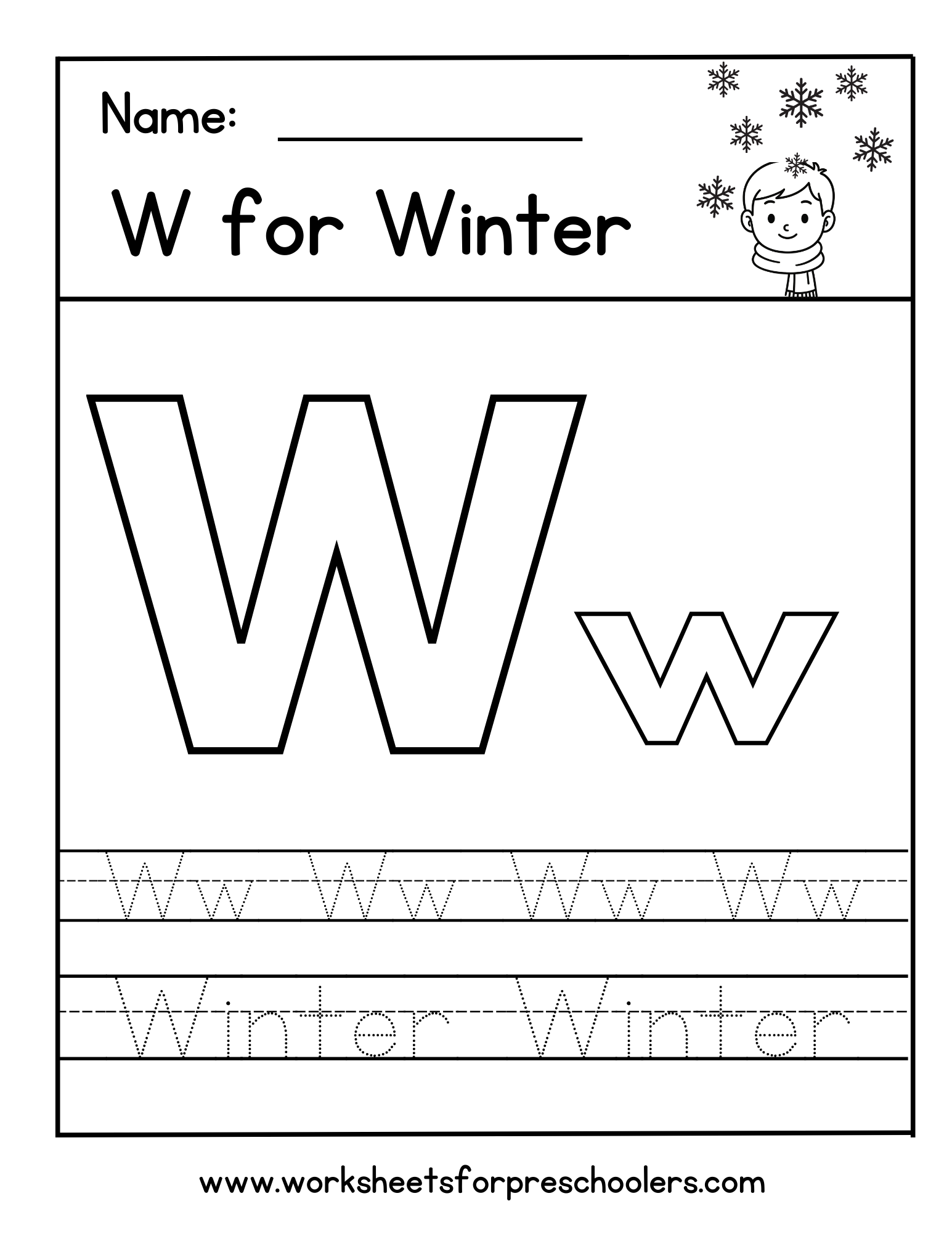 Letter W Tracing Worksheet
