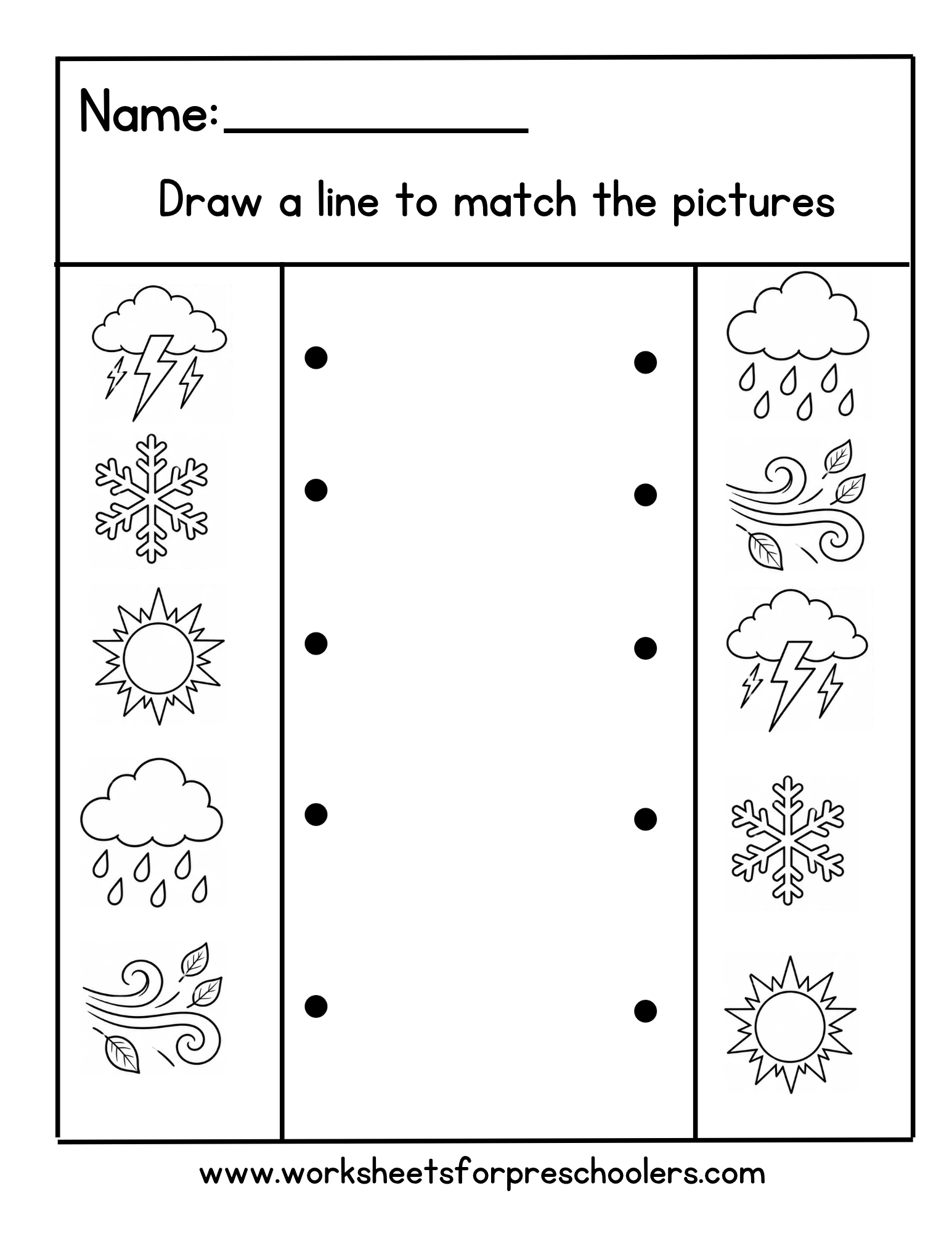 Weather Matching Worksheet Weather Matching Worksheet