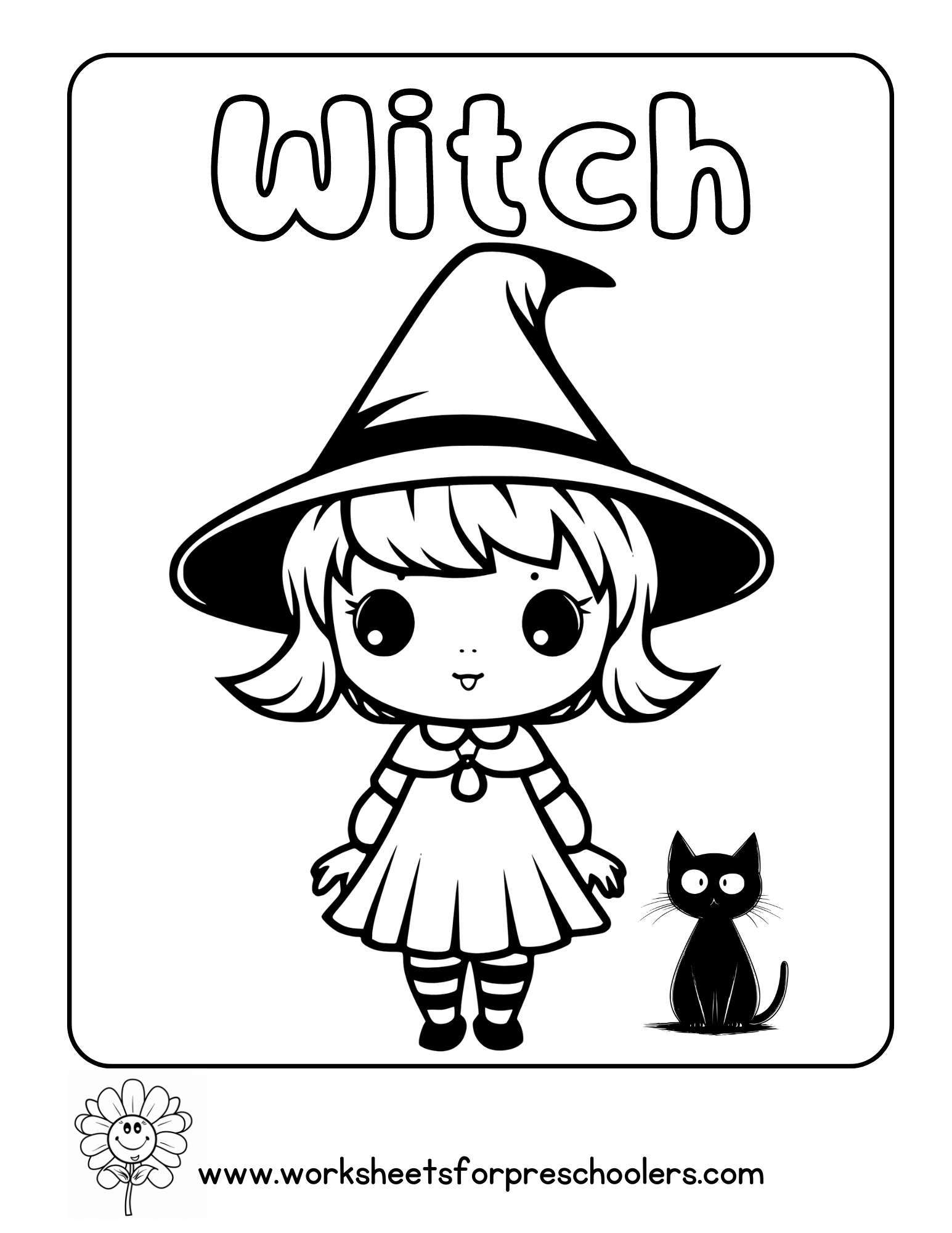 Witch Coloring Page Preschool