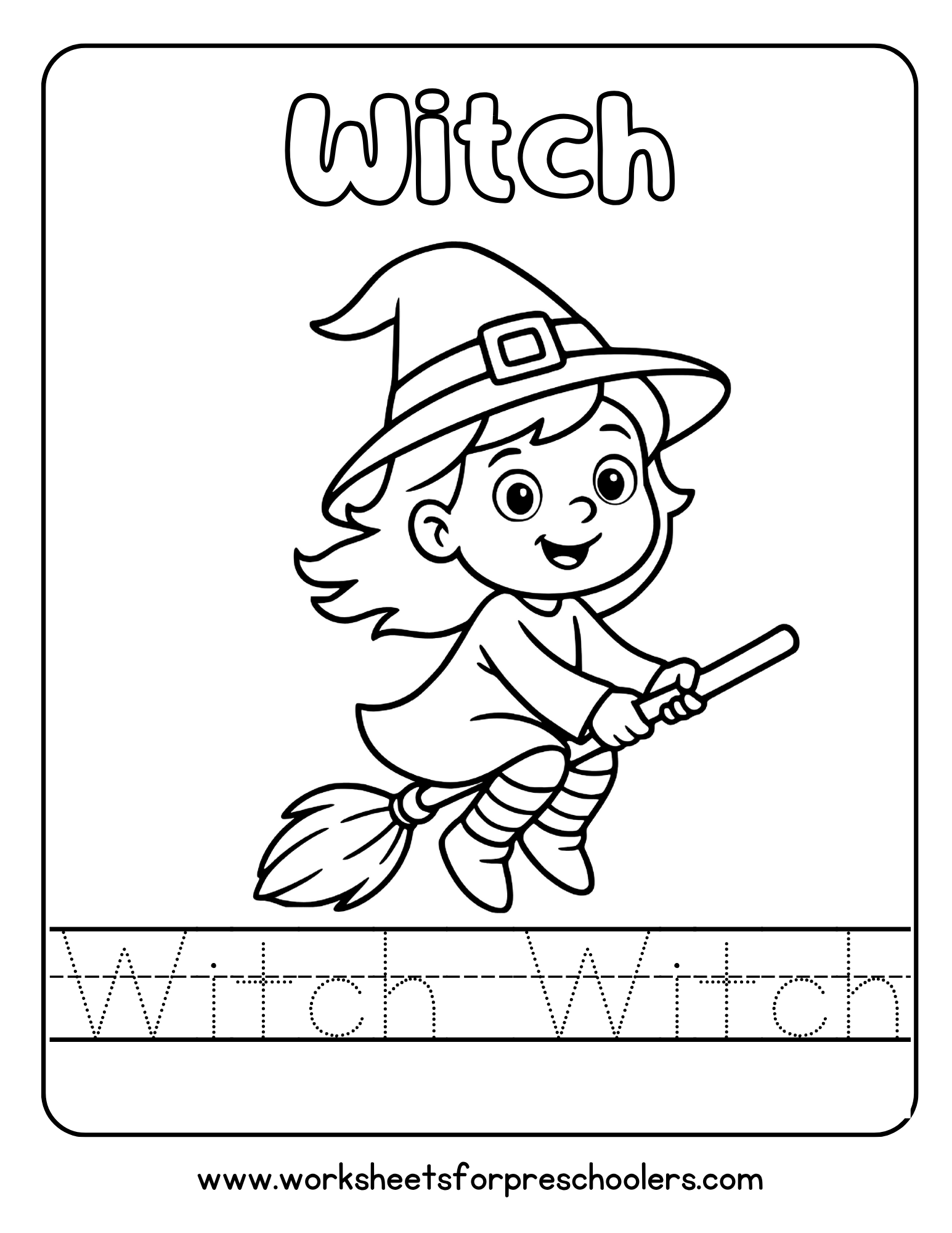 Witch Coloring Activity Worksheet Witch Coloring Activity Worksheet