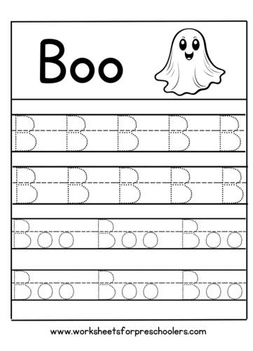 B for Boo Letter Tracing Worksheet