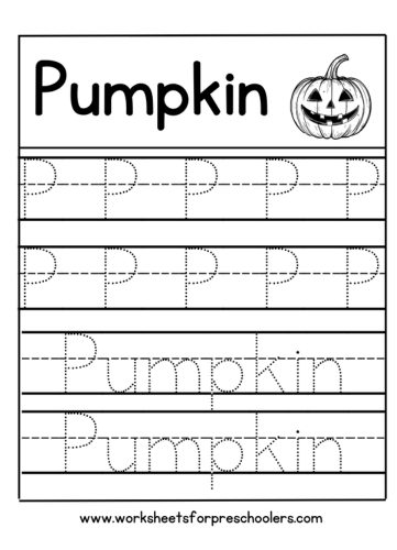 P for Pumpkin Letter Tracing Worksheet