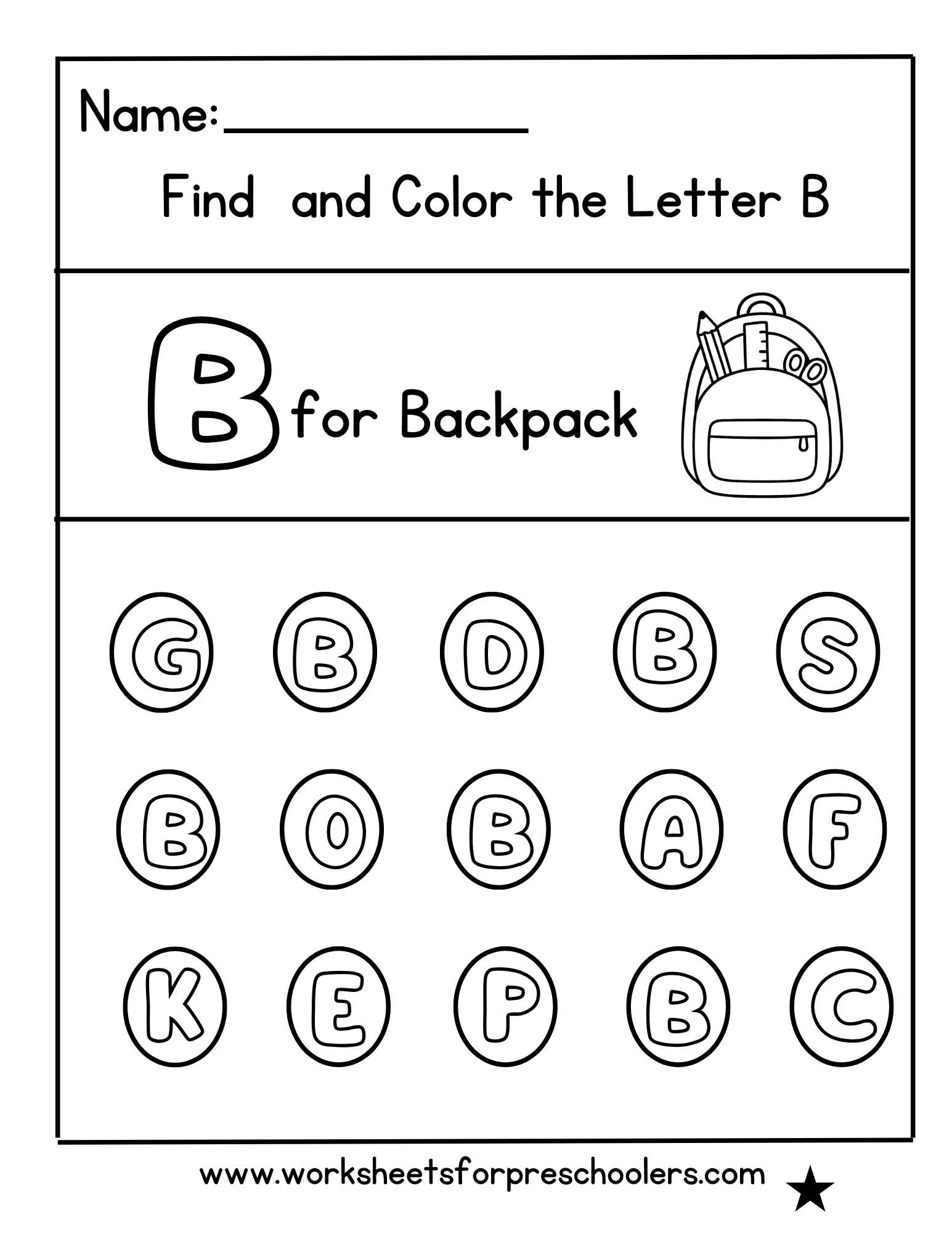 Find and Color the Letter B Worksheet Find and Color the Letter B Worksheet
