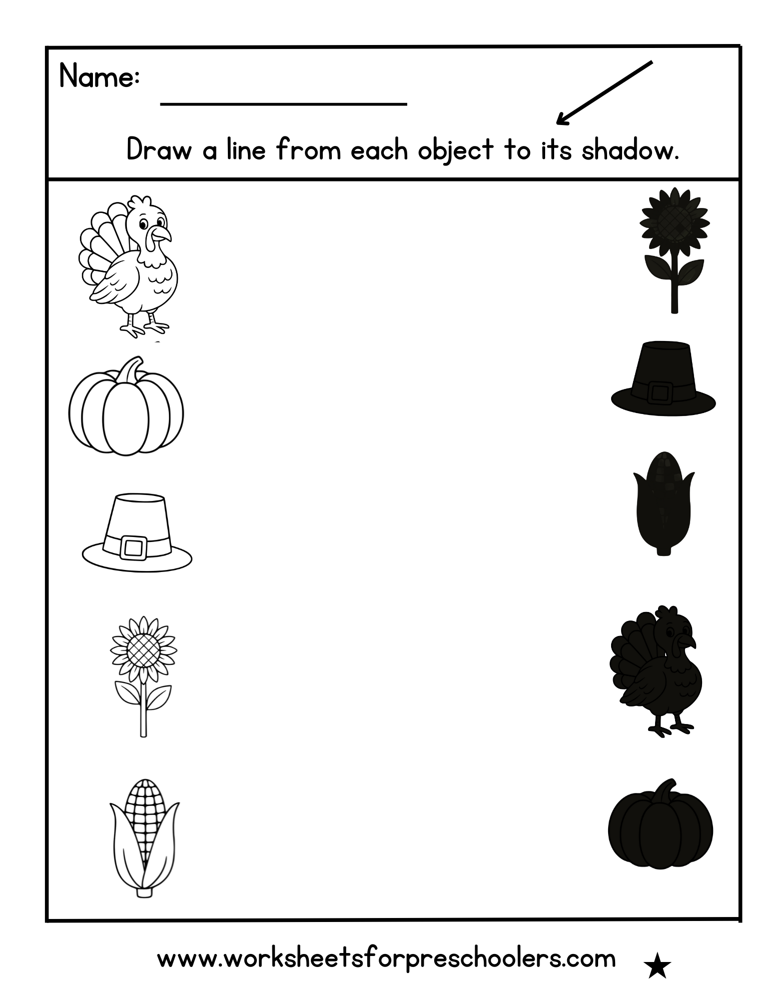 Shadow Matching Worksheet