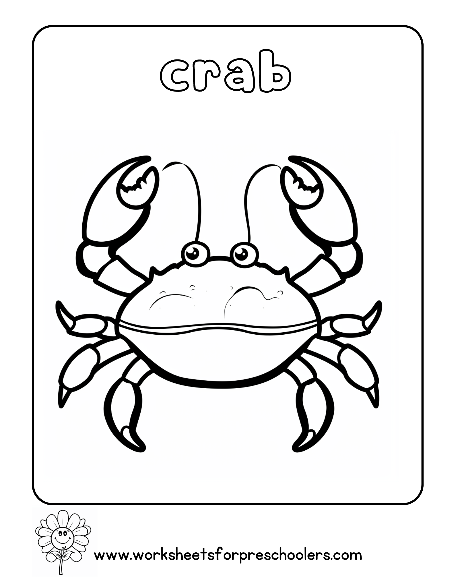 Crab Coloring Page Preschool