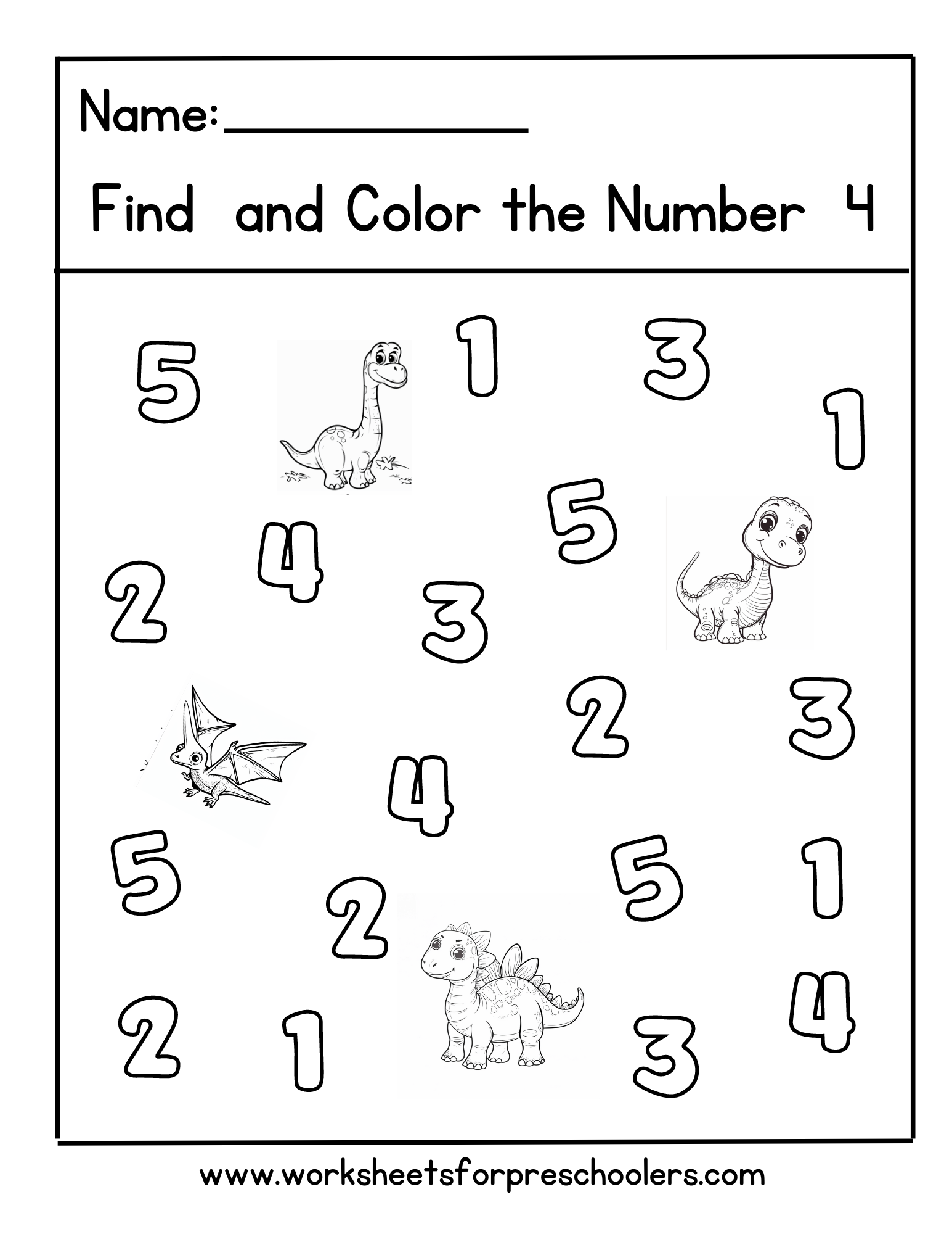 Number 4 Worksheet