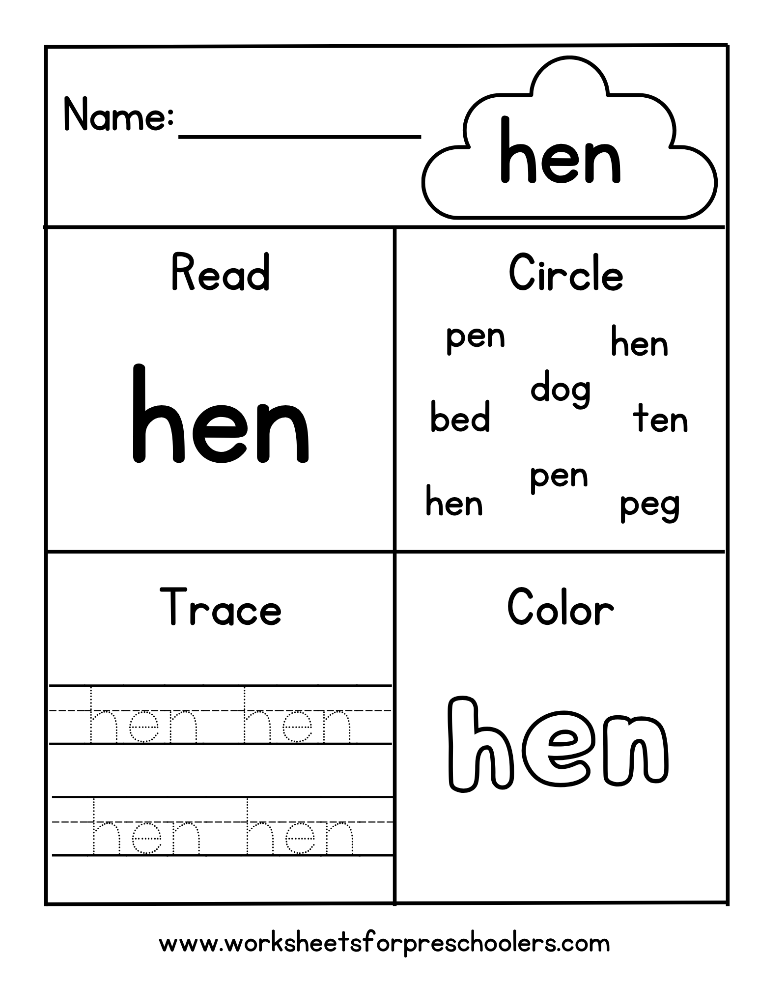 Word "hen"