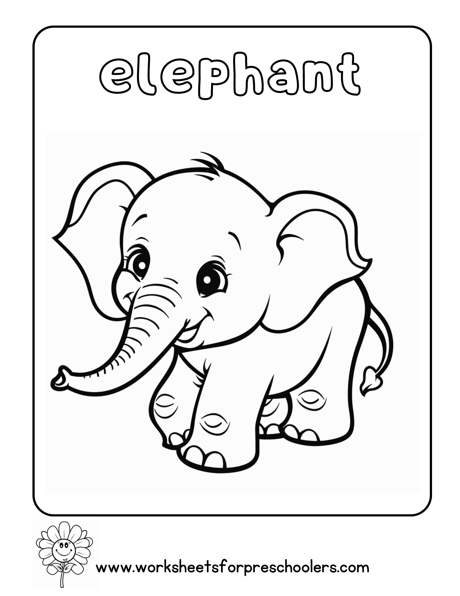 Elephant Coloring Page Preschool