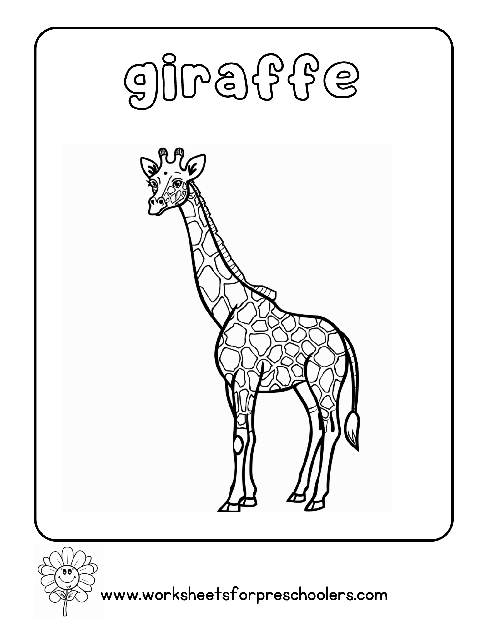 Giraffe Coloring Page Preschool