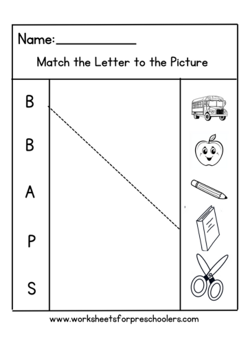 Back to School Letter  Matching Worksheet