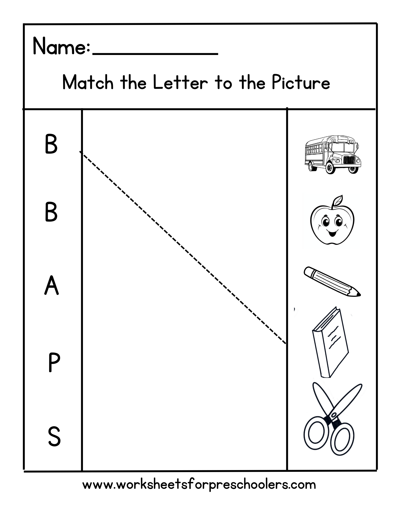 Back to School Matching Beginning Sound Worksheet