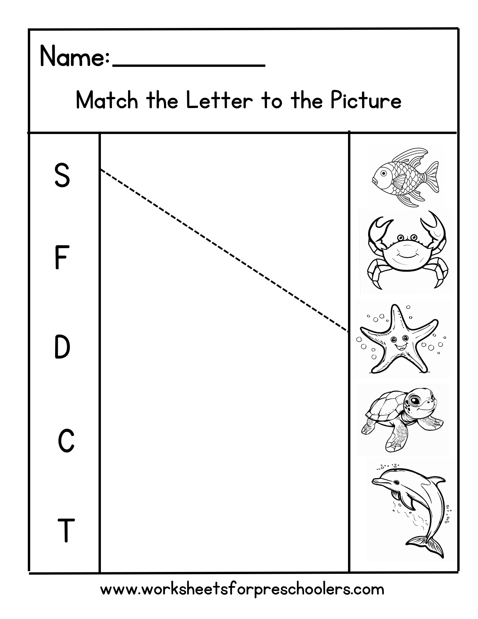 Ocean Matching Letters Worksheet
