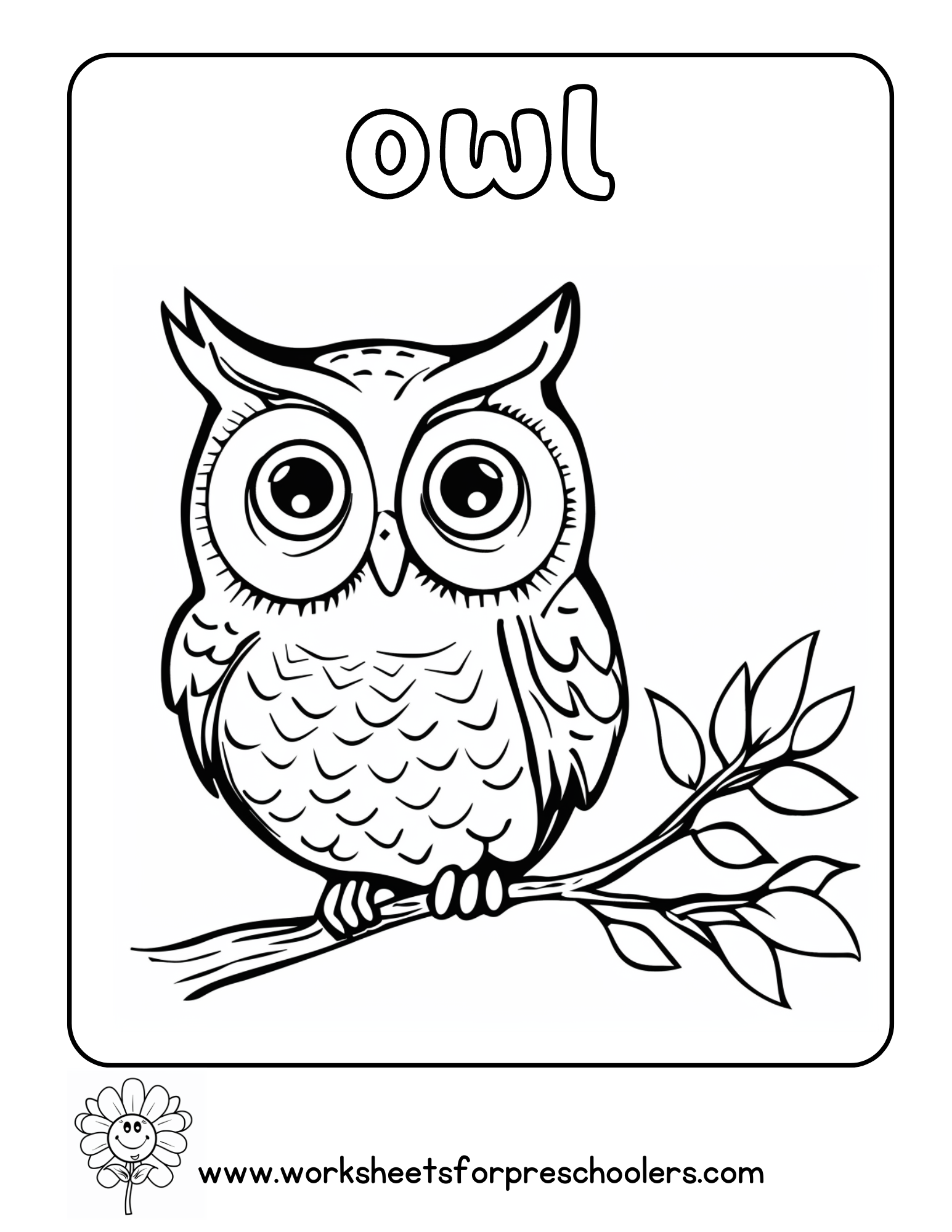 Owl Coloring Page Preschool