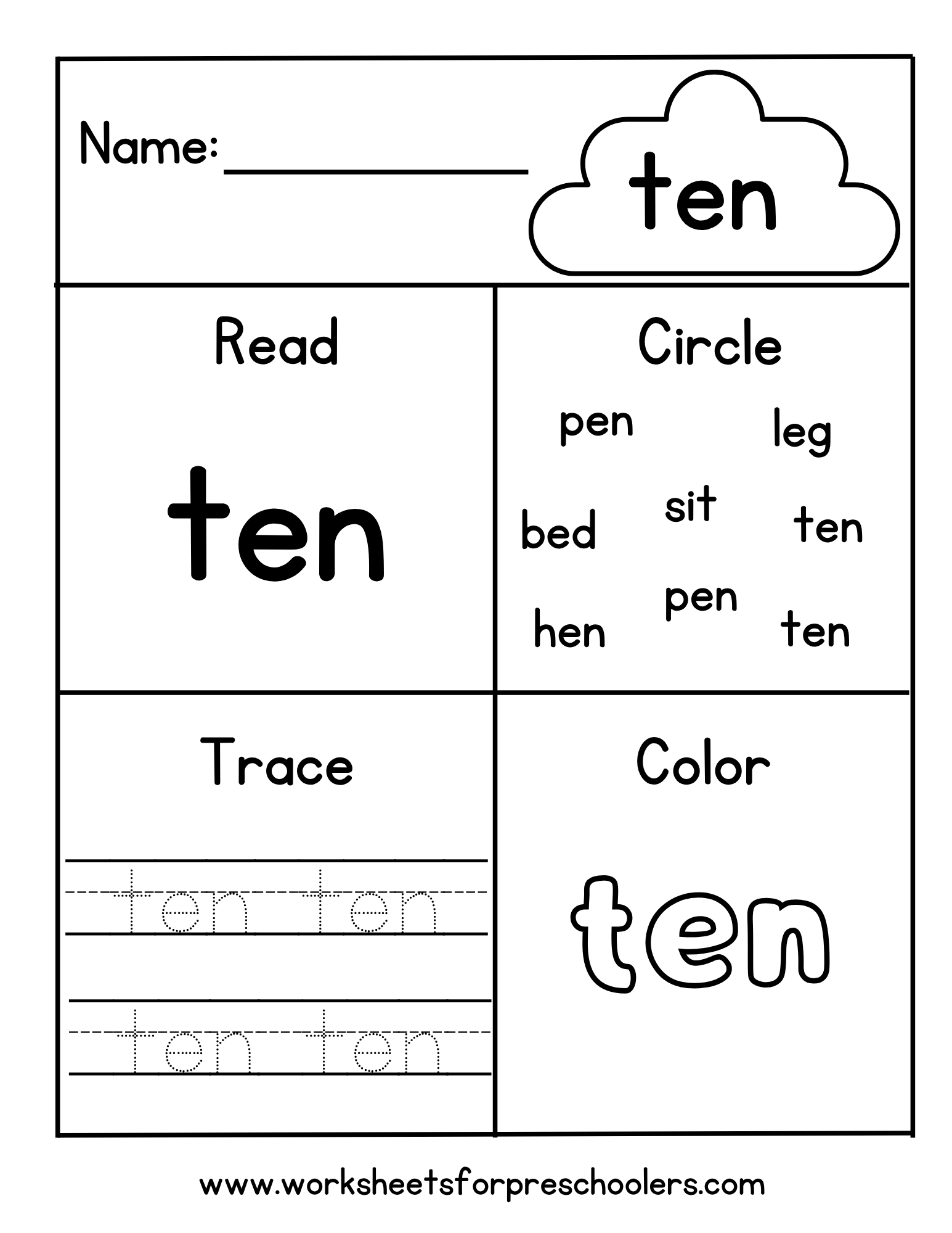 Word "ten"